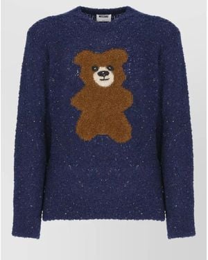 Moschino Bouclé Wool Crewneck Jumper - Blue
