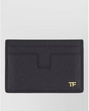 Tom Ford T Line Grain Leather Compact Cardholder - Blue