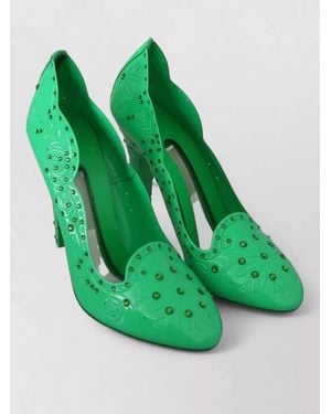 Dolce & Gabbana Crystal Embellished Cutout Pumps - Green