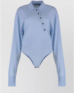 Jacquemus Long Sleeve Slim Fit Bodysuit - Blue