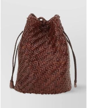 Dragon Diffusion Pompom Double Jump Leather Bucket Bag - Brown