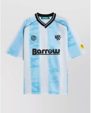 Barrow Triacetate T Shirt V Neck Stripes Graphic - Blue