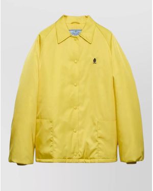 Prada Collared Coat Front Pockets Long Sleeves - Yellow