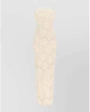 ROTATE BIRGER CHRISTENSEN Floral Lace Mesh Maxi Tube Dress - White