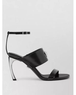 Versace Sculpted Heel Open Toe Sandals With Straps - Black