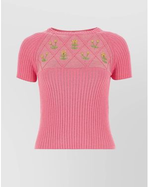 Cormio Ortensia Diamond Floral Embroidery Jumper - Pink