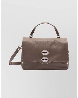 Zanellato Calf Leather Textured Shoulder Bag - Brown