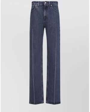 Jil Sander Cotton Pleated Wide-Leg Straight Trousers - Blue