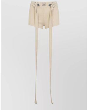 Jean Paul Gaultier Ribbed Shorts Belt Loops Decorative Straps - White