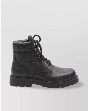 Bottega Veneta Ankle Boots Calfskin Intrecciato-Pattern Insert - Black