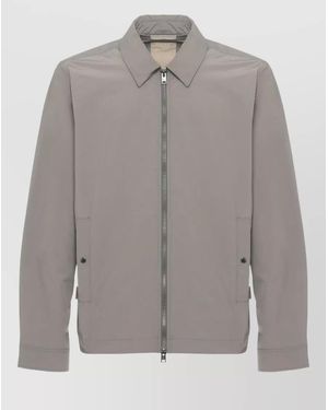Woolrich Short Jacket Long Sleeves Point Collar Pockets - Gray