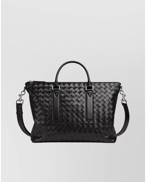 Bottega Veneta Leather Intrecciato Soft Tote Bag - Black