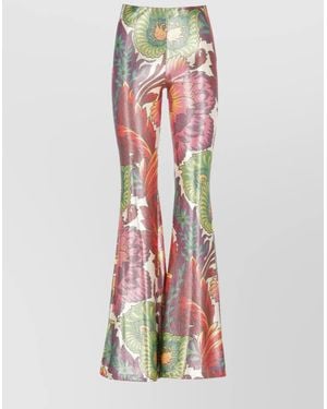 Etro Floral Print High Waist Flared Pants - White