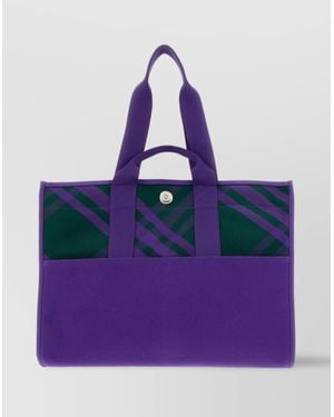 Burberry Printed Canvas Tote Bag - Purple