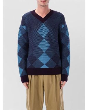 Dries Van Noten Argyle Jumper - Blue
