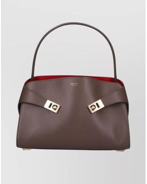 Ferragamo Structured Shoulder Bag Top Handle - Brown