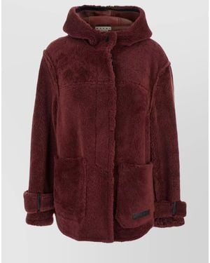 Marni Goat Fur Hooded Jacket - Purple