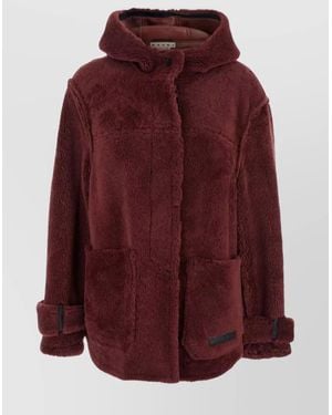 Marni Goat Fur Hooded Jacket - Purple