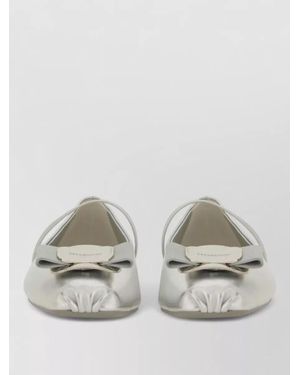 Ferragamo Dancer Ballerina Shoes Round Toe Bow - Gray