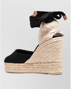 Castañer Cotton Wedge Espadrilles - Black