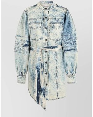 Isabel Marant Midi Denim Shirt Dress Waist Tie - Blue