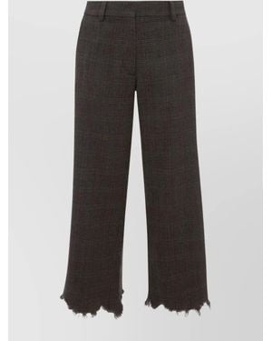 JW Anderson Wool Checked Distressed Straight-Leg Pants - Black