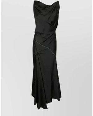 Victoria Beckham Ruffled V-Neck Short-Sleeve Midi Dress - Black
