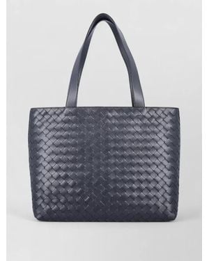 Bottega Veneta Small Intrecciato Leather Tote Bag Zip - Gray