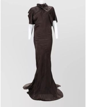 Rick Owens Cupro Fitted Long Gown - Black