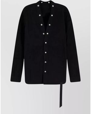 Rick Owens Canvas Shirt Long Sleeves Strap Neckline - Black