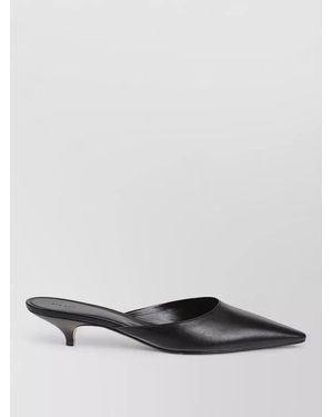 The Row Liisa Kitten Heel Pointed Toe Mules - Gray