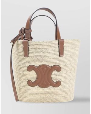 Celine Supple Straw And Leather Shoulder Bag - Natural