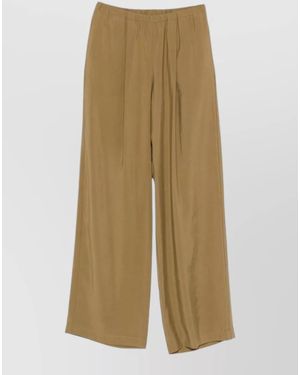 Alysi Tailored Wide Leg Trousers Single Back Pocket - Natural
