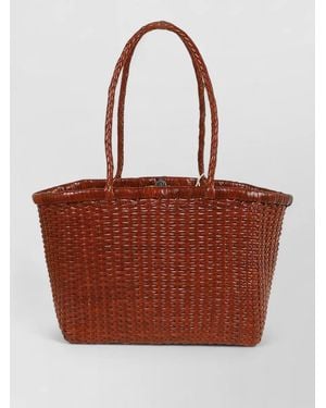 Dragon Diffusion Small Weave Basket Bag Dual Handles - Red
