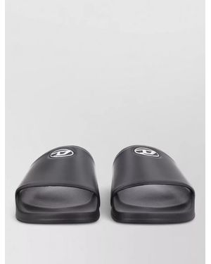 DIESEL Sa Bloop Logo Slide Open Toe Slipper - Grey