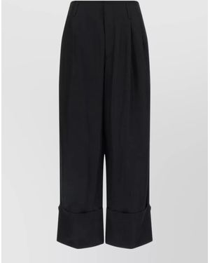 DARKPARK Pleated Wide-Leg Tailored Trousers - Black