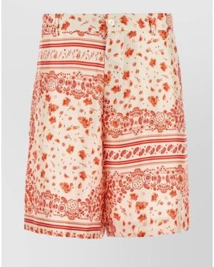 Fendi Printed Silk Bermuda Shorts - Pink