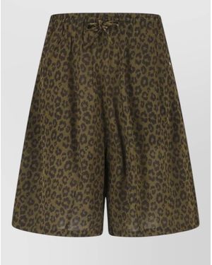 Needles Straight Shorts Animal Print Side And Back Pockets - Green