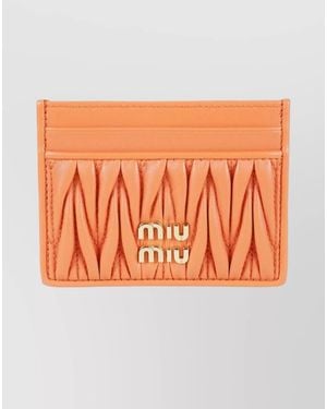 Miu Miu Matelassé Leather Cardholder - Orange