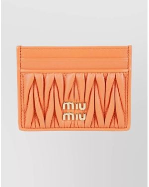 Miu Miu Matelassé Leather Cardholder - Orange