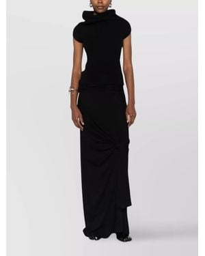 Rick Owens Cap Sleeve Knitwear Cowl Neck Design - Black