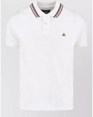 Vivienne Westwood Short Sleeve Shirt Striped Contrast Collar - White