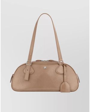 Courreges Très Leather Shoulder Bag - Natural