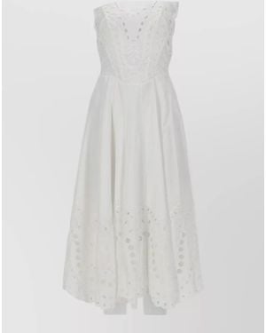 Charo Ruiz Strapless Midi Dress Marlin Smocked Back - White
