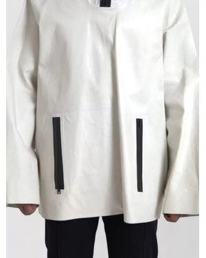 Bottega Veneta Leather Oversized Hooded Jacket - White