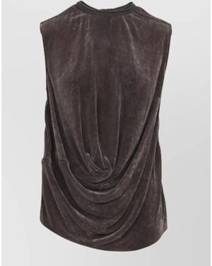 Rick Owens Velvet Jersey Draped Sleeveless Evening Top - Brown