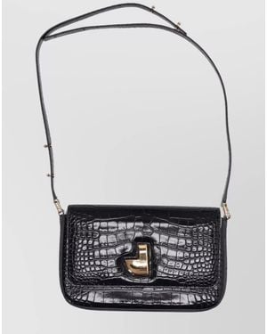 Patou Calf Leather Lock Classic Shoulder Bag - Gray