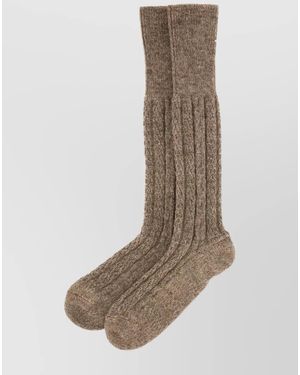 Maison Margiela Ribbed Virgin Wool Socks - Natural
