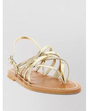 K. Jacques Pandora Flat Sole Metallic Strappy Sandals