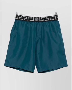 Versace Swim Shorts Featuring Signature Greca Border - Blue